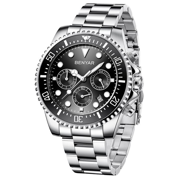 BENYAR Men Watch Top Brand Luxury Chronograph Waterproof Military Male Clock Full Steel Sport Wristwatch relogio masculino BY-5154