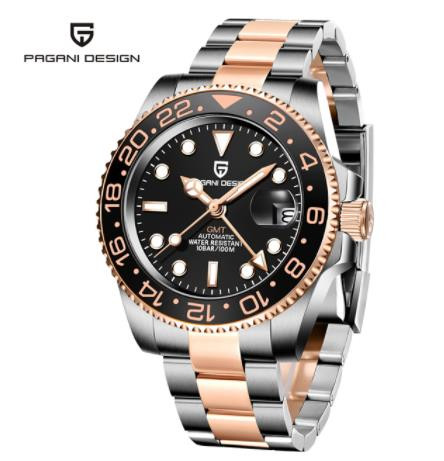 PAGANI DESIGN New Luxury Men Mechanical Wristwatch Stainless Steel GMT Watch Top Brand Sapphire Glass Men Watches reloj hombre PD-1662