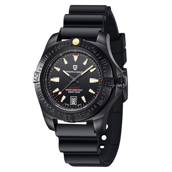 PAGANI DESIGN 2022 New Men Avenger Series TMI NH35A Watches 100M Waterproof Ceramic Bezel Mechanical Clock Rubber Luxury Watch PD-1681
