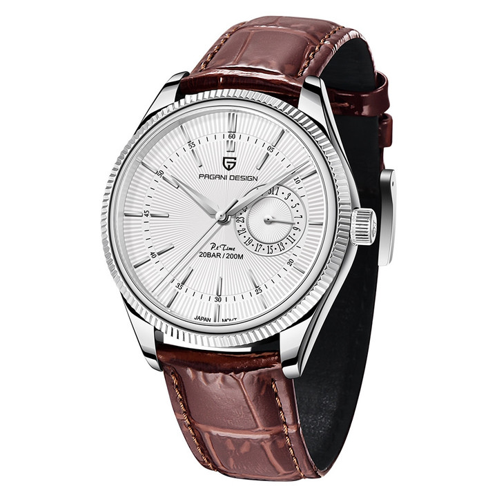 Pagani Design New Men's Wristwatch Casual Sports Quartz Clock Genuine Leather Strap Stainless Steel 200M Waterproof Reloj Hombre PD-1689