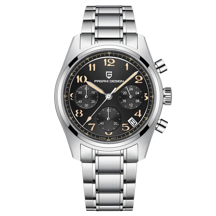 PAGANI DESIGN New Stainless Steel Bezel Men Quartz wristwatches Luxury Sapphire Glass Chronograph Japan TMI vk63 Watch Men reloj hombre PD-1773