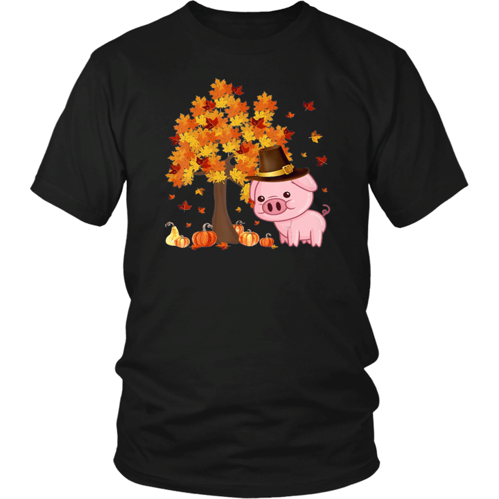 Cute Pig Maple Tree Thanksgiving For Pig Lovers T-Shirt