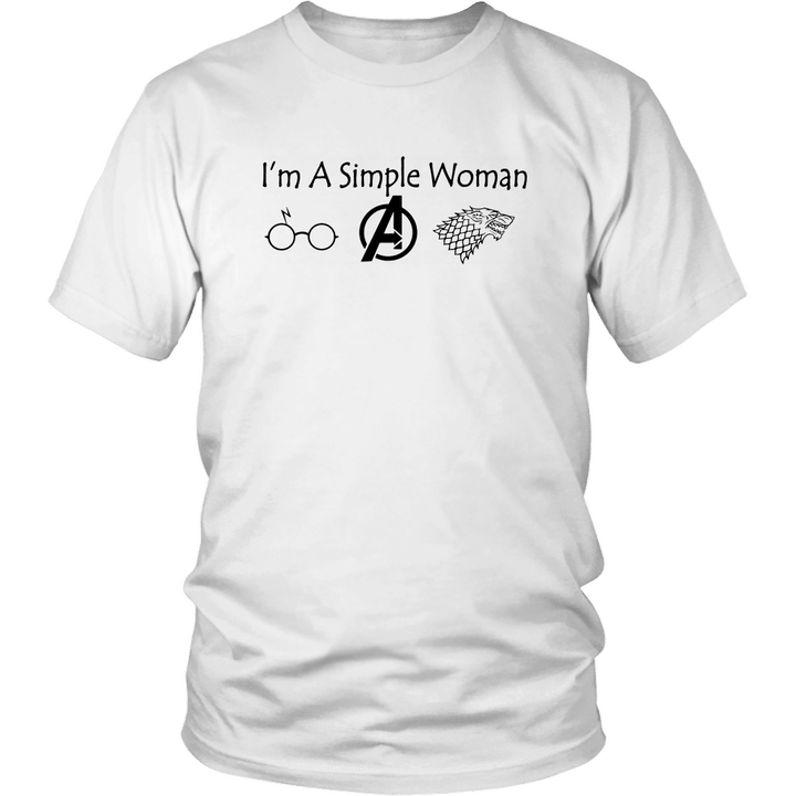 I'm A Simple Woman Wolf Funny T-Shirt Gift Mother Day - Harry Potter - Avengers - Game Of Thrones