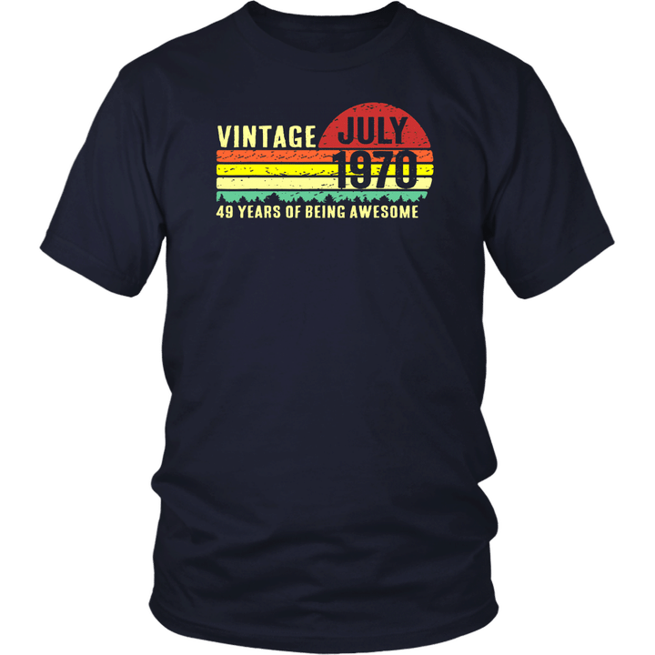 July 1970 T-Shirt Vintage 49 Years Old 49th Birthday Gift
