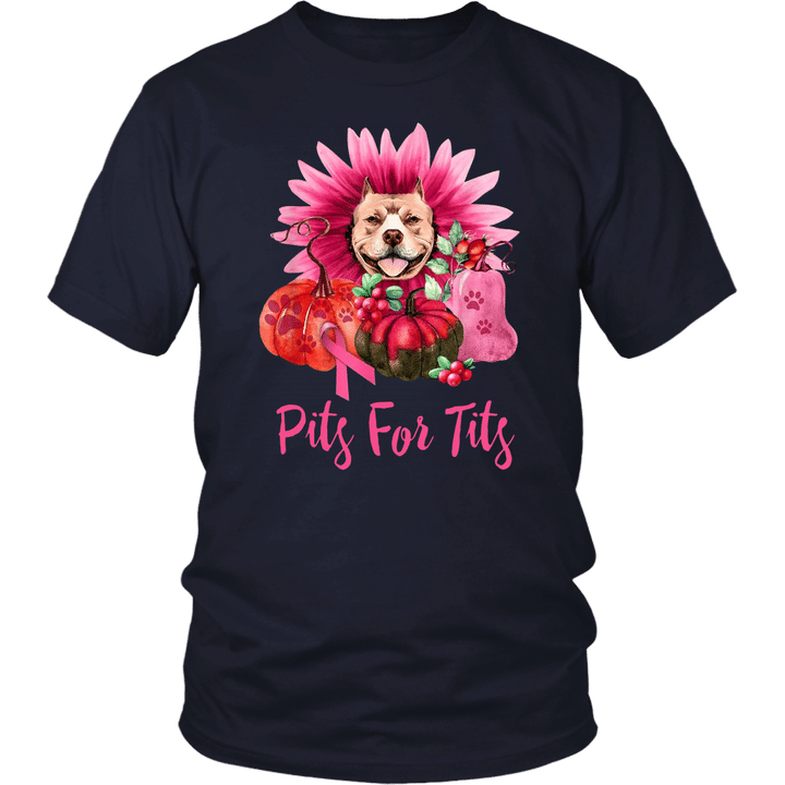 Pumpkin Dog Pits For Tits Breast Cancer Awareness Shirt