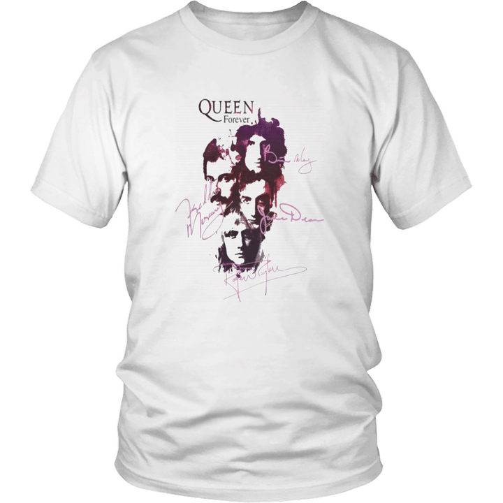 QUEEN FOREVER SHIRT Freddie Mercury - Brian May - Roger Taylor - John Deacon SIGNATURE