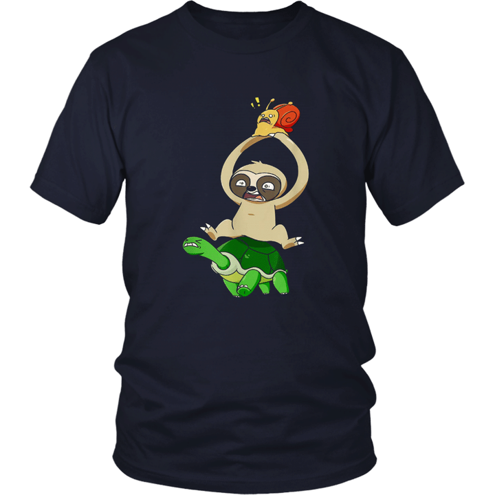 Sloth Turtle Snail Piggyback Running T-Shirt Funny Racing