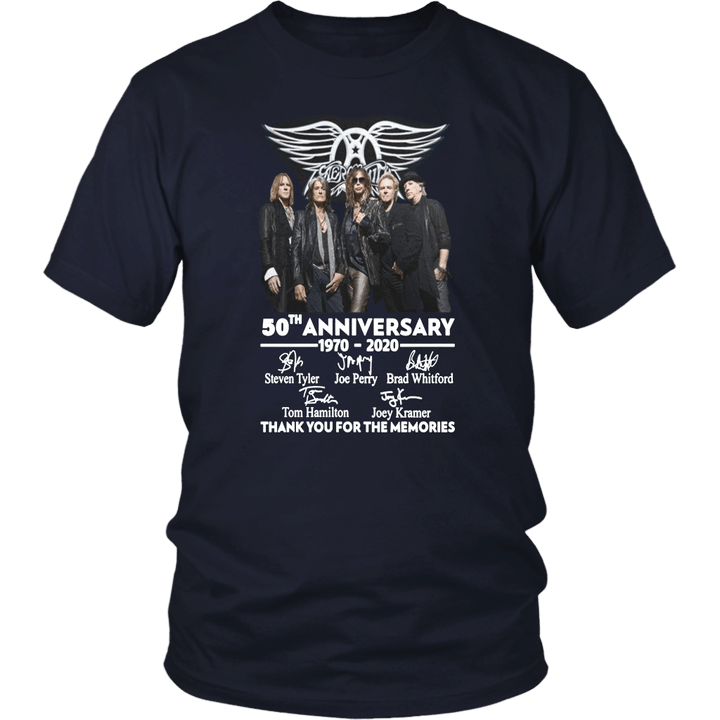 Aerosmith 50th Anniversary 1970-2020 Signatures Thank You For The Memories Shirt