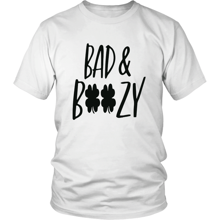 Bad and Boozy T-Shirt Funny Saint Patricks Day Drinking Gift