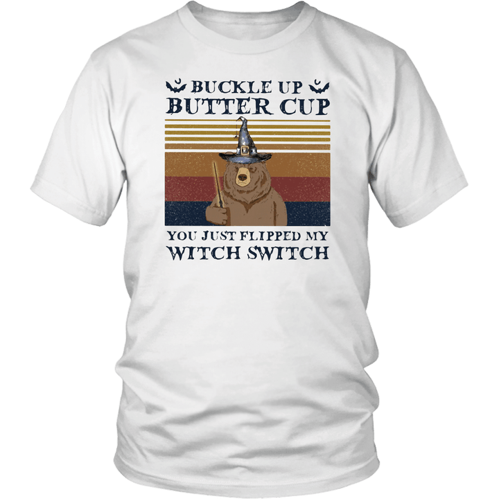 Buckle Up Buttercup You Just Flipped My Witch Switch Bear Halloween Vintage Shirt