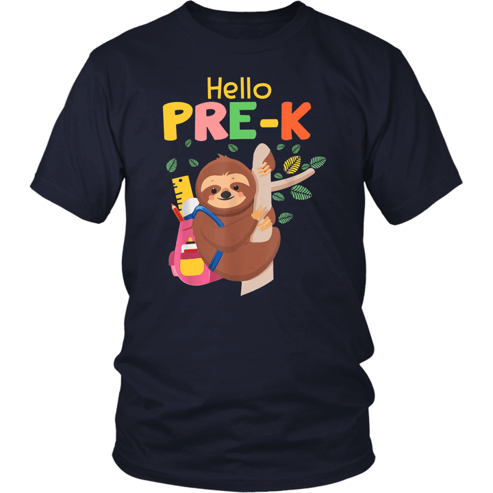 Funny Hello Pre-K Gift Back To School Sloth Gift T-Shirt