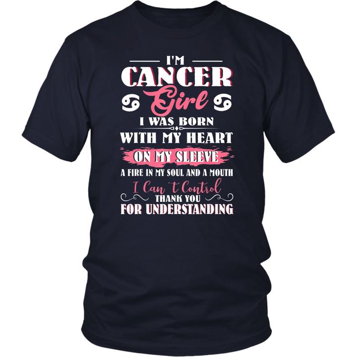 I Am A Cancer Girl TShirt Women With Cancer Zodiac Birthday T-Shirt
