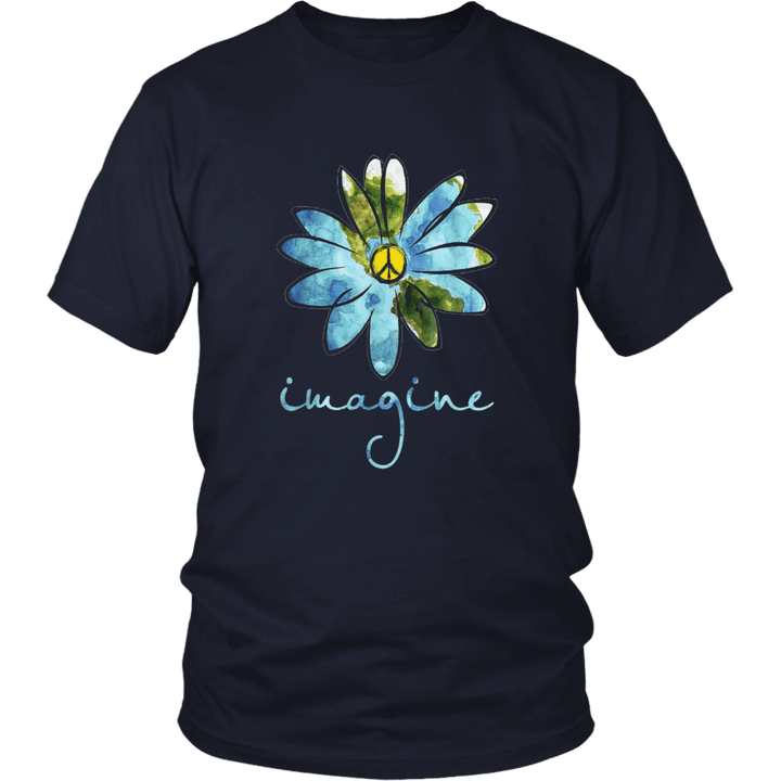 Imagine Flowers Hippie Peace Sign T-Shirt Birthday Gift Tee