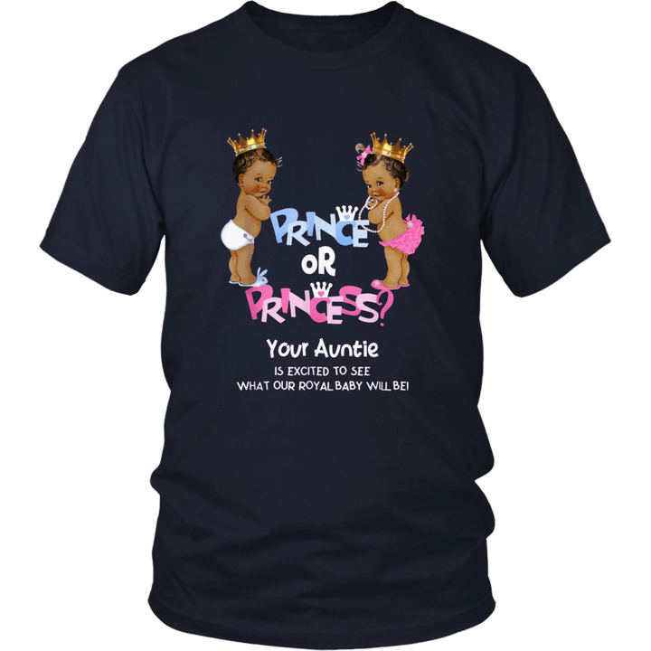 Prince or Princess Auntie Ethnic Gender Reveal T-Shirt