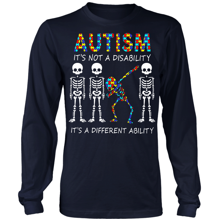 Skeleton Autism It's Not A Disability It's A Different Ability Shirt