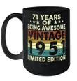 71 Years Of Being Awesome Vintage 1951 Limited Edition 71st Birthday Gift Mug