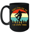 Bigfoot Snowboarding Don't Follow Me I Do Stupid Things Vintage Mug