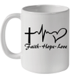 Cross Heartbeat Faith Hope Love Mug