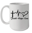 Cross Heartbeat Faith Hope Love Mug
