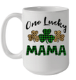 Funny One Lucky Mama Leopard Plaid St Patrick's Day Gift Mug