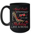 Stepping Into My Birthday April Girl Leopard Print Birthday Mug
