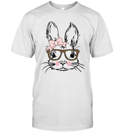Easter Bunny Face Leopard Print Glasses Easter Gift Shirt