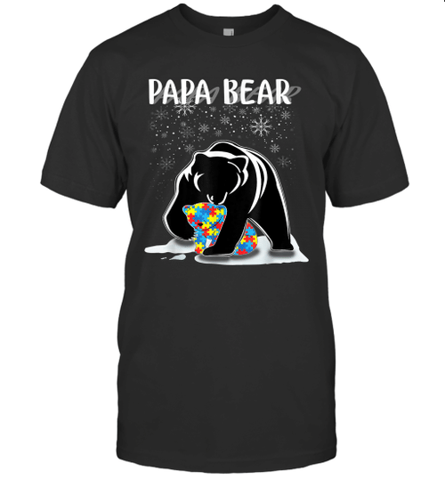 Papa Bear Autism Awareness Gift For Dad With Son Or Daughter Shirt