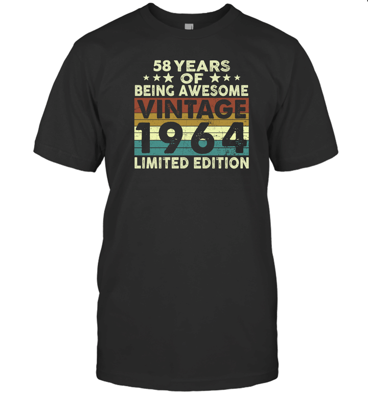 58 Years Of Being Awesome Vintage 1964 Limited Edition Shirt 58th Birthday Gift Shirt