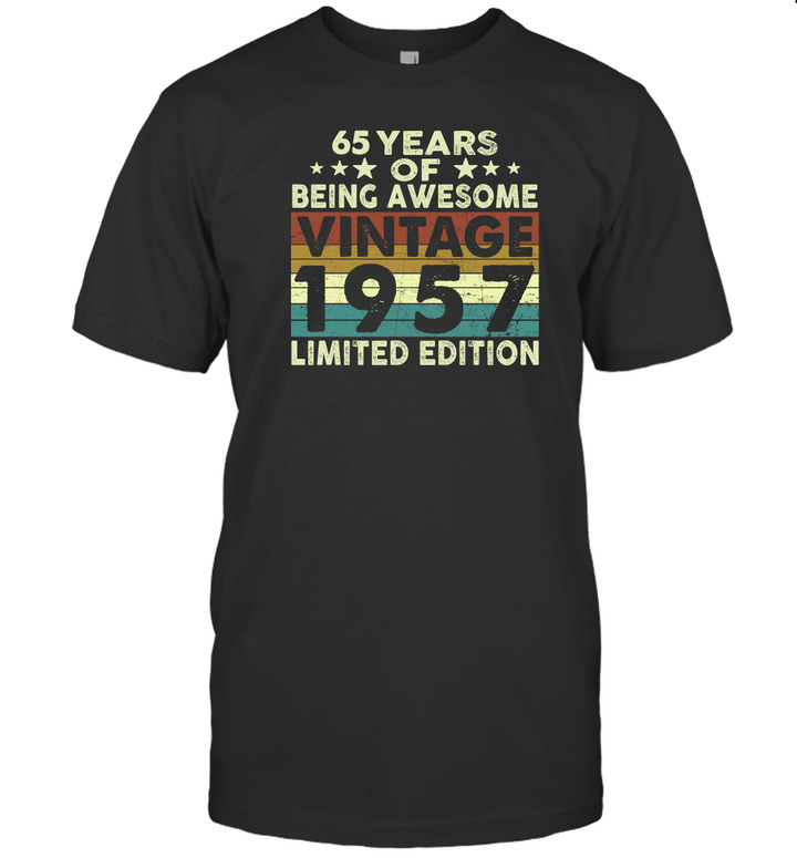 65 Years Of Being Awesome Vintage 1957 Limited Edition Shirt 65th Birthday Gift Shirt