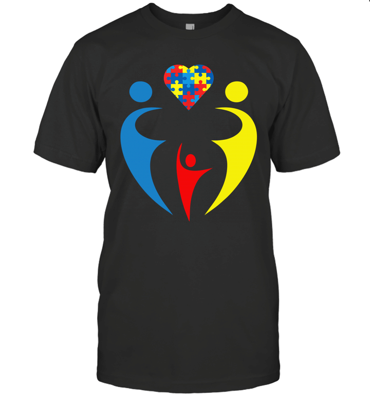 Autism Awarness Family Trio Heart Puzzle Gift Shirt