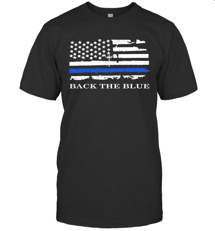 Back The Blue American Flag Police Support Thin Blue Line Shirt