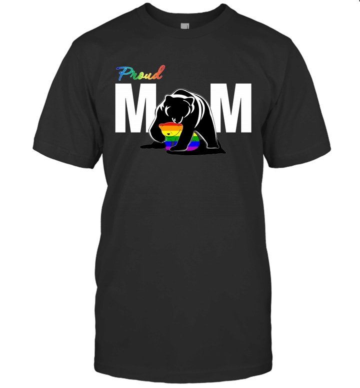 Bear Pround Mom Shirt Funny LGBT Rainbow Gift