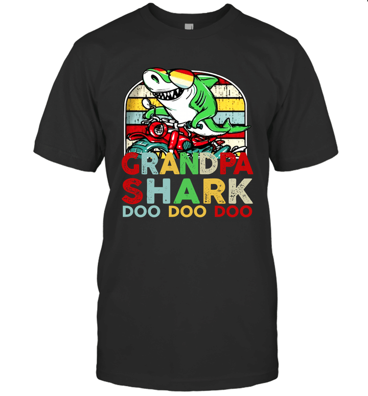 Biker Grandpa Shark Doo Doo Doo Vintage Gift Shirt