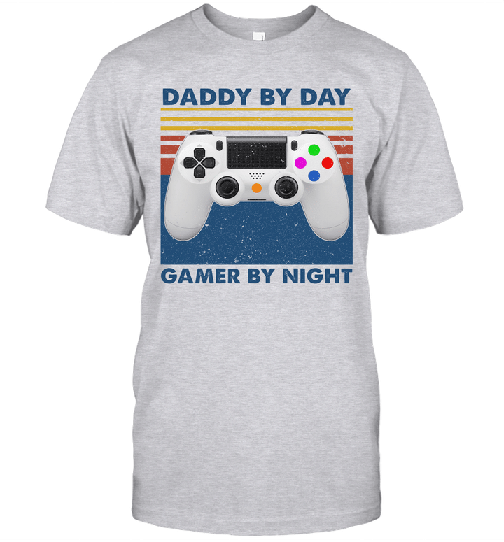 Controller Daddy By Day Gamer By Night Vintage Shirt Funny Father's Day Gifts