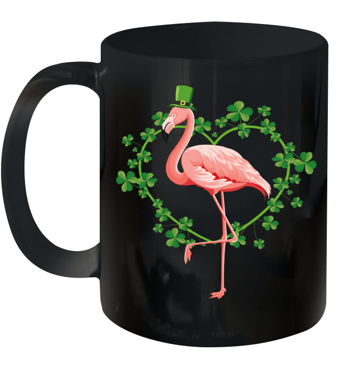 Flamingo Shamrock Heart Irish St Patrick's Day Funny Mug