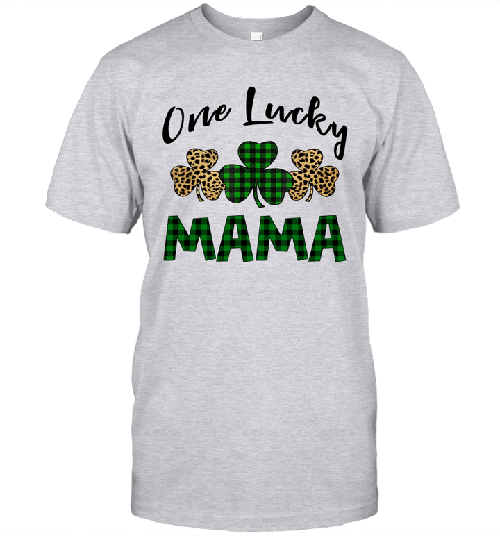 Funny One Lucky Mama Leopard Plaid St Patrick's Day Gift Shirt