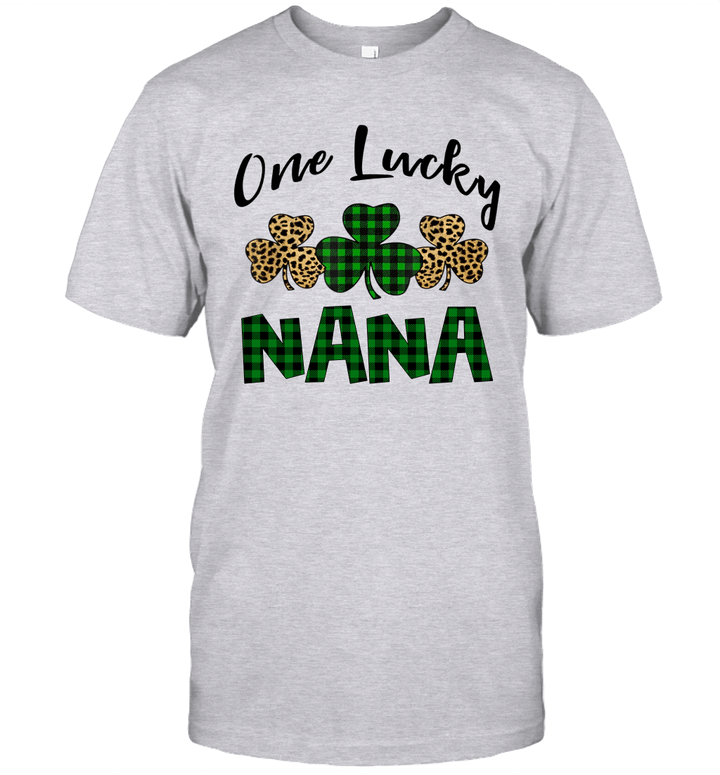 Funny One Lucky NaNa Leopard Plaid St Patrick's Day Gift Shirt