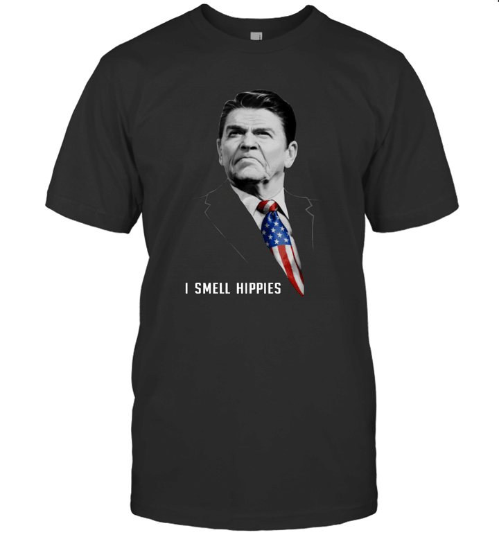 I Smell Hippies Funny Ronald Reagan Conservative Merica USA Shirt