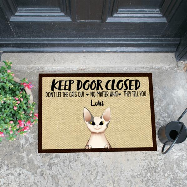 Keep Door Closed Pet Doormat, Don't Let The Cats Out Welcome Mat, Funny Doormat, Housewarming Gift, Cat Lover Gift