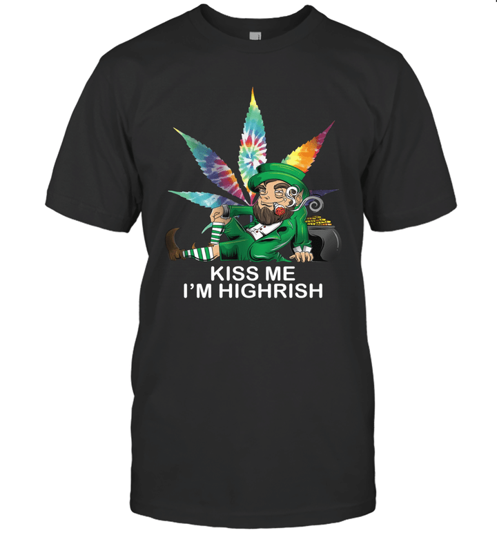 Leprechaun Kiss Me I'm Highrish Patrick's Day Shirt