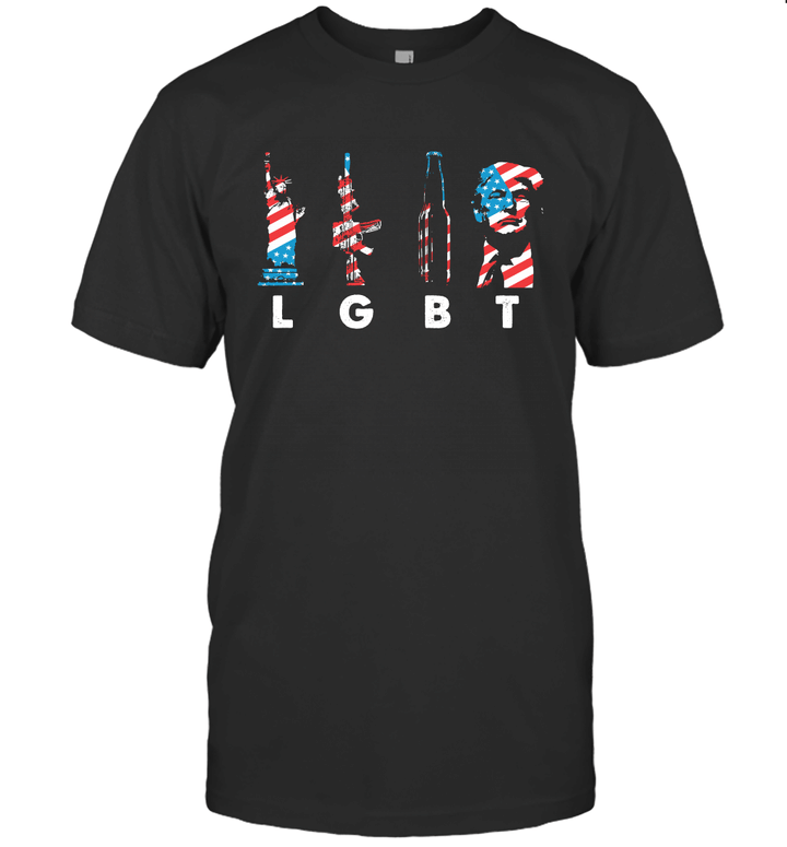 LGBT American Flag Shirt Liberty Guns Beer And Trump Shirt