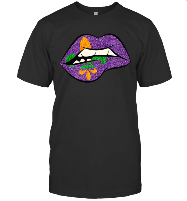 Mardi Gras Lips Fleur De Lis Shirt For Fat Tuesday Parade T-Shirt