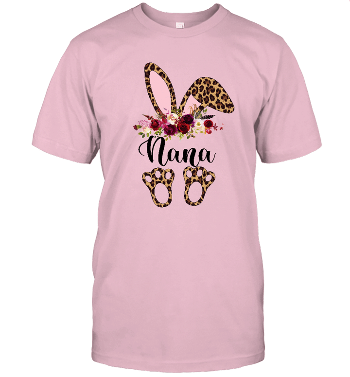 Nana Bunny Floral Leopard Plaid Nana Happy Easter Mother's Day Shirt