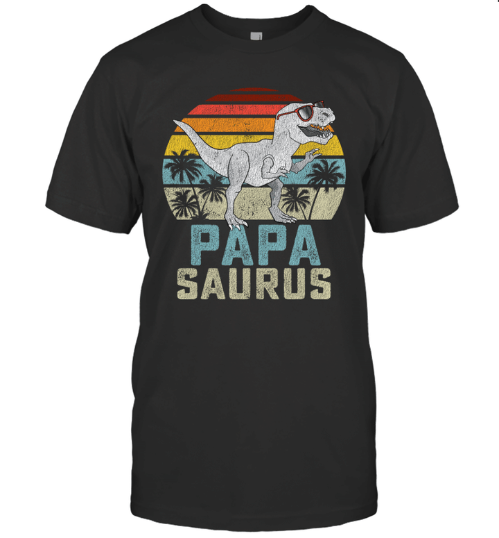 Papasaurus T-Rex Dinosaur Papa Saurus Family Matching Vintage Shirt