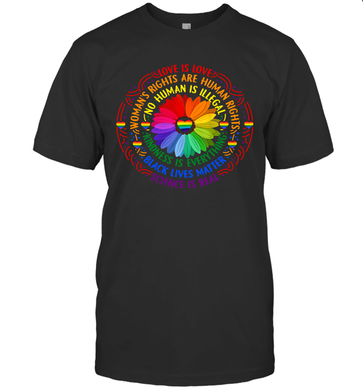 Rainbow Black Lives Matter Science Lgbt Pride Flower Daisy Shirt