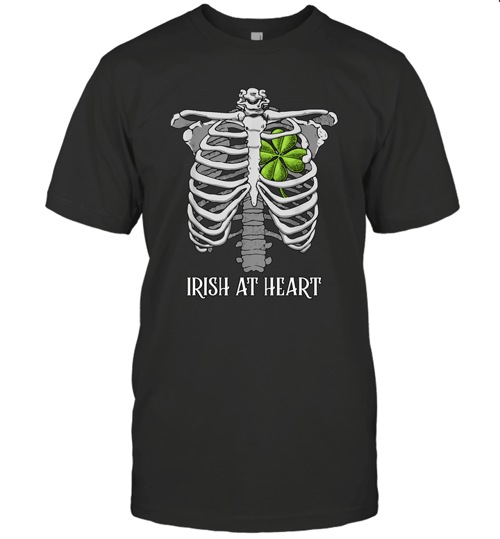 St Patricks Day Skeleton Irish Heart Funny Shirt