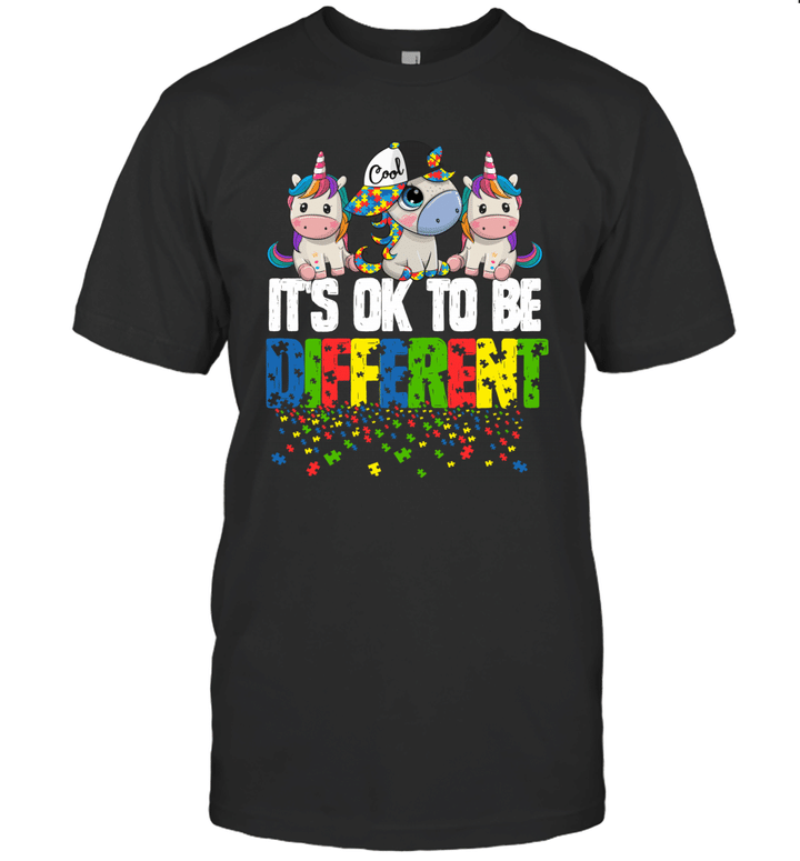 Unicorn Gift It's Ok To Be Different Autism Awareness Shirt