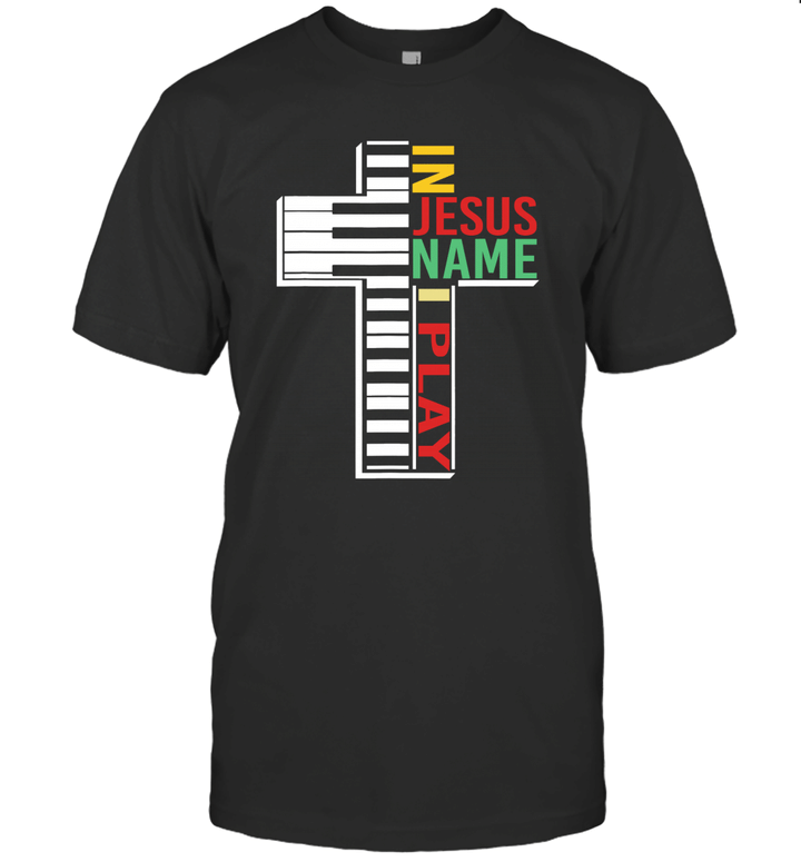 Vintage In Jesus Name I Play Piano Gift For Piano Lover Shirt