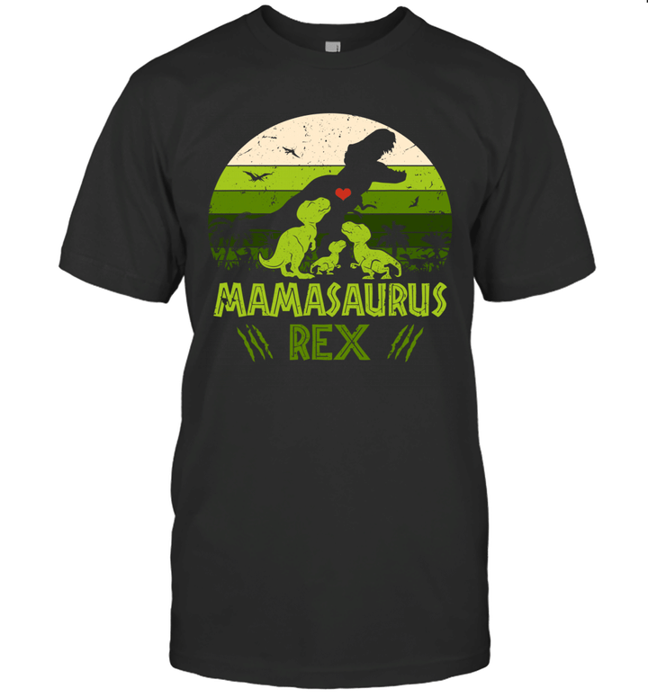 Vintage Retro 3 Kids Mamasaurus Dinosaur Mother's Day Gift Shirt