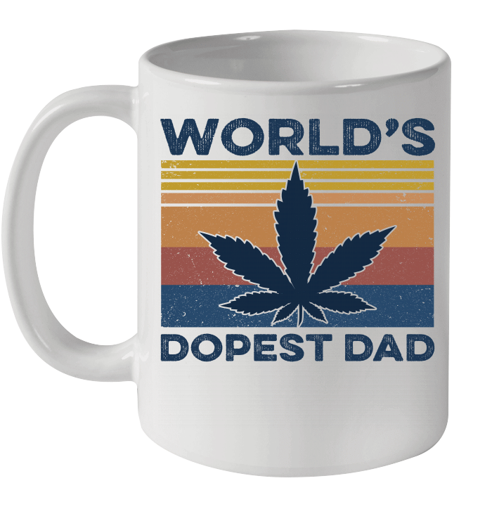 Weed Cannabis World's Dopest Dad Vintage Mug Funny Father's Day Gifts